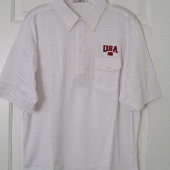 USA Olympics 1984 Mens S/S White Golf Polo Shirt NWOT - Large* - Picture 2 of 2